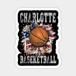 American Flag Personalized Charlotte Proud Name Basketball Magnet