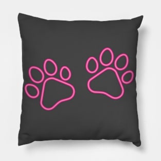 80s Retro Neon Sign Cat Paw Pillow