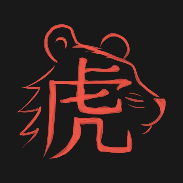 Tiger - Chinese Zodiac - Kanji by Red Fody