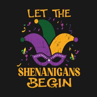 Let The Shenanigans Begin Mask Mardi Gras Gift T-Shirt