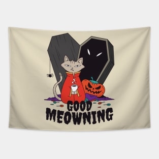 Coffee Halloween Cat Tapestry