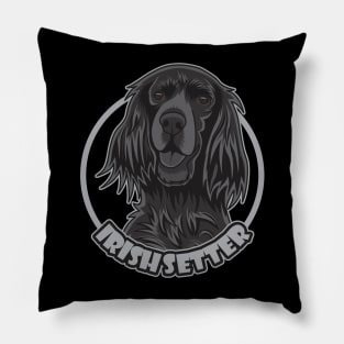 Greyscale Monochromatic of the Irish Setter Pillow