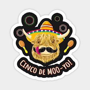 Scottish Highland Cow Celebrates Cinco De Mayo Magnet