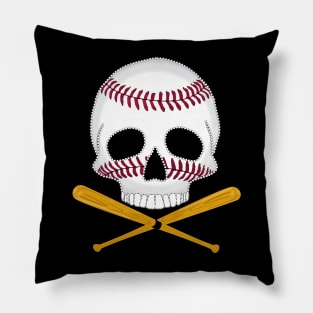 Baseball Skull and Crossed Baseball Bats Pillow