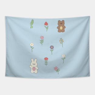 Cute Bear and Bunny Tapestry
