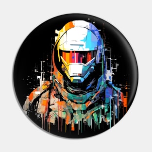 Man With Helmet Video Game Character Futuristic Warrior Portrait  Abstract Pin