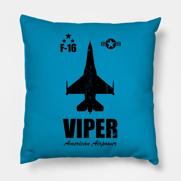 F-16 Viper (distressed) Pillow by TCP