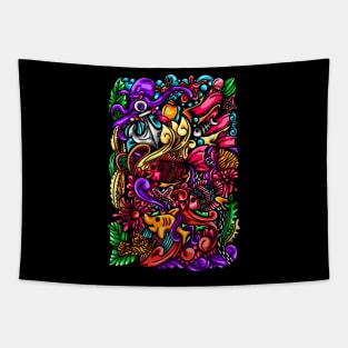 Fish Doodle Illustration Tapestry