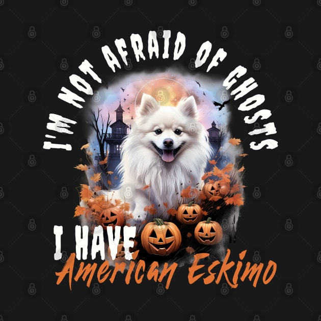 American Eskimo Dog Ghost Guardian Vintage Halloween Funny by Sniffist Gang