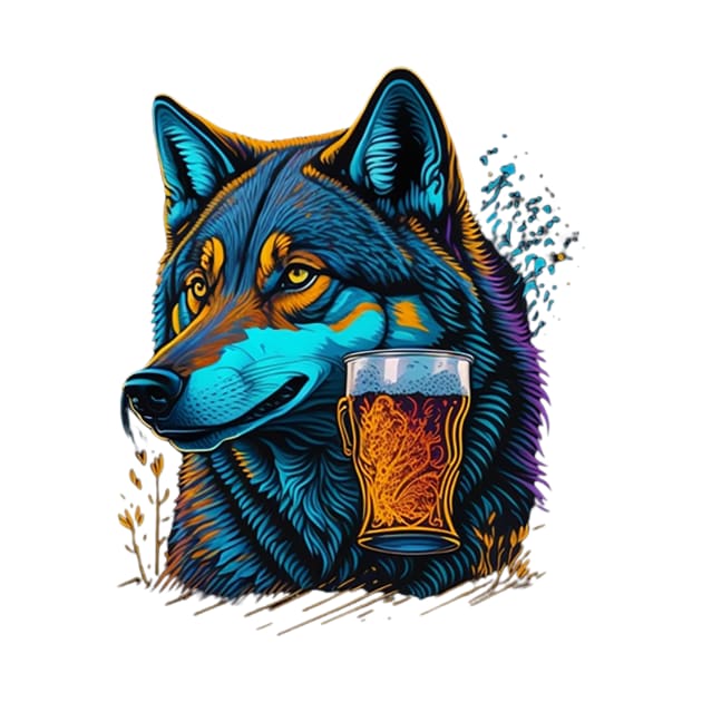 Wolf With A Beer Mug by likbatonboot