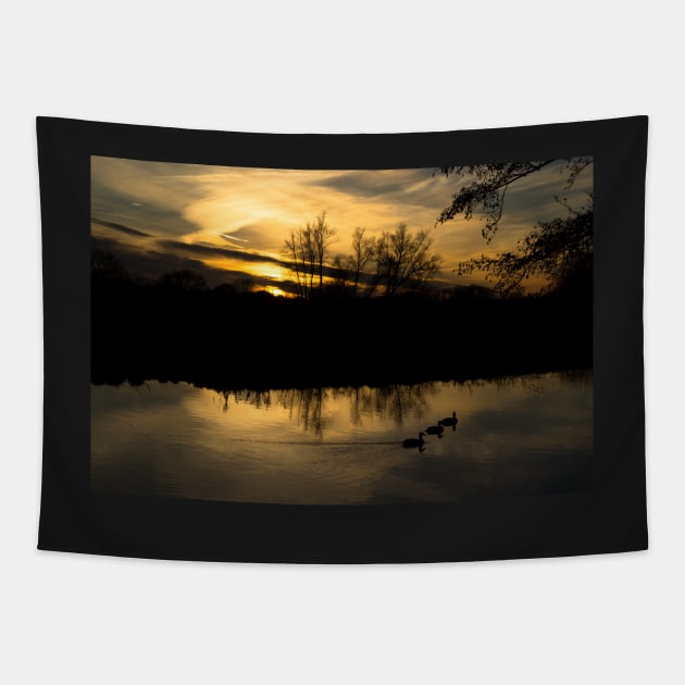 Flatford Mill Sunset Tapestry by newbeltane