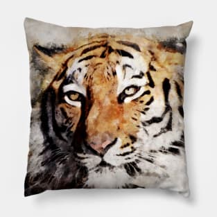 Dramabite Watercolor Tiger Portrait Pillow