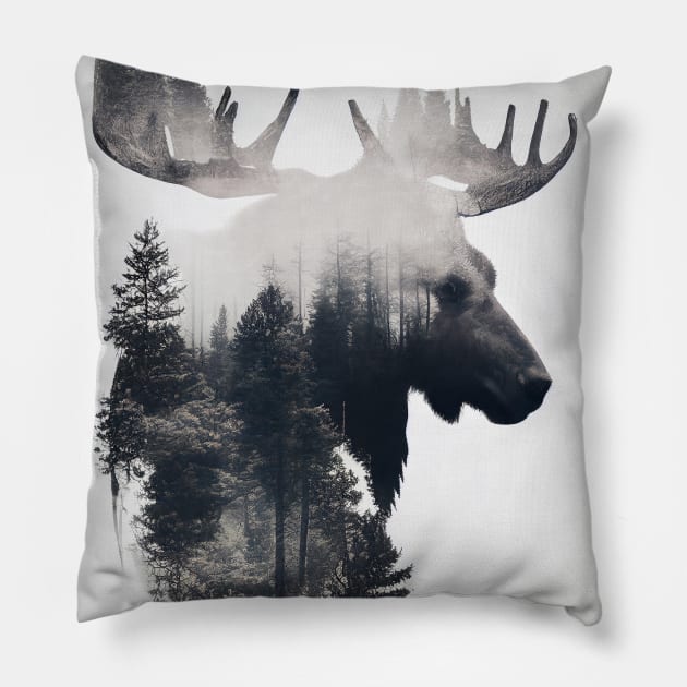 Moose Nature Outdoor Imagine Wild Free Pillow by Cubebox