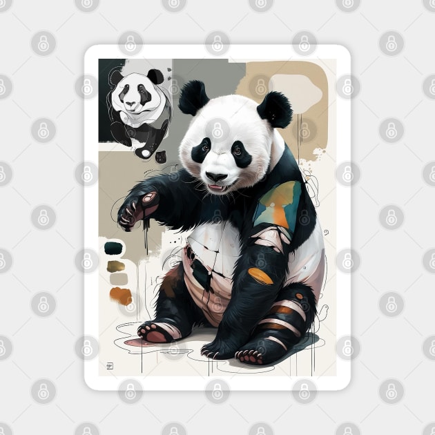 Panda in Color Palette and Sketch Magnet by Urbanprint