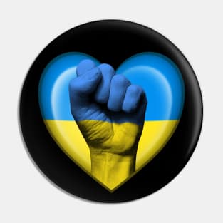 Ukrainian Heart with Raised Fist Pin