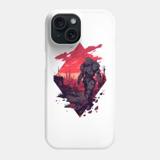 Armored Warrior Walks the Wasteland - Diamond Frame - Post Apocalyptic Phone Case