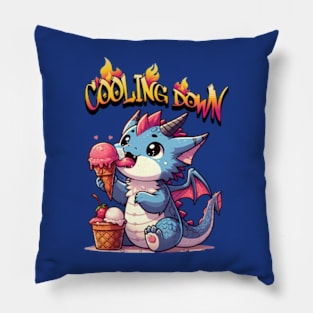 Cute dragon cooling down with ice cream Pillow