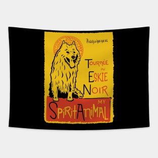 Funny American Eskimo Dog Cute Dog Chat Noir Mashup Art Tapestry