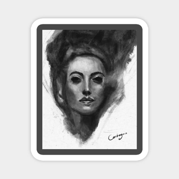 Charcoal Woman Face sketch Magnet by carbogninalberto