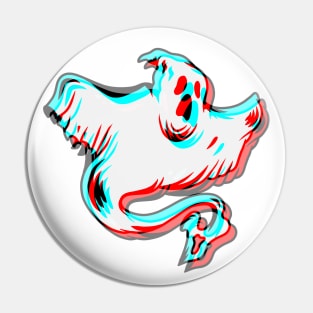 Ghost Anaglyph Tiktok Aesthetic Style Retro 3D Halloween Design Pin