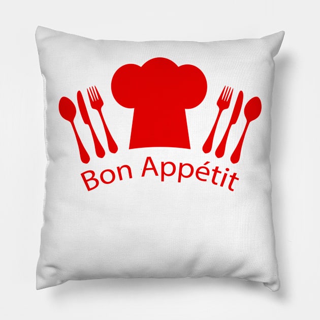 Bon Appetit French Chef Pillow by AntiqueImages