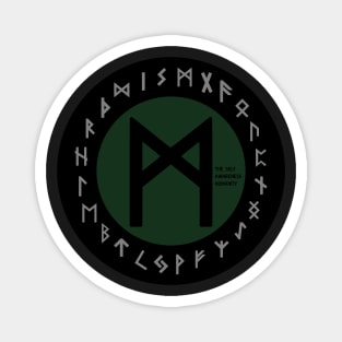 Green Mannaz Elder Futhark Rune | Viking | Pagan Symbol Magnet