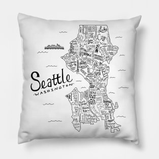 Seattle Illustrated Map Pillow