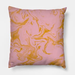 Shades of Moody Pastel Pink and Yellow Aesthetic Marble Pattern Pillow