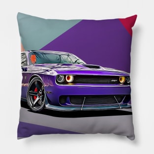 Dodge Challenger Illustration Pillow