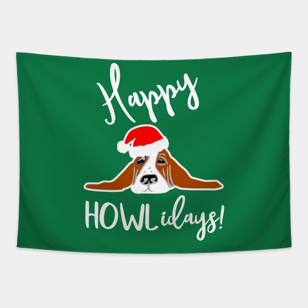 Happy Howlidays, santa paws Chrismtas dog sweater Tapestry by FreckledBliss