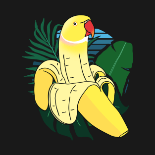 Banana Indian Ringneck - forest background T-Shirt