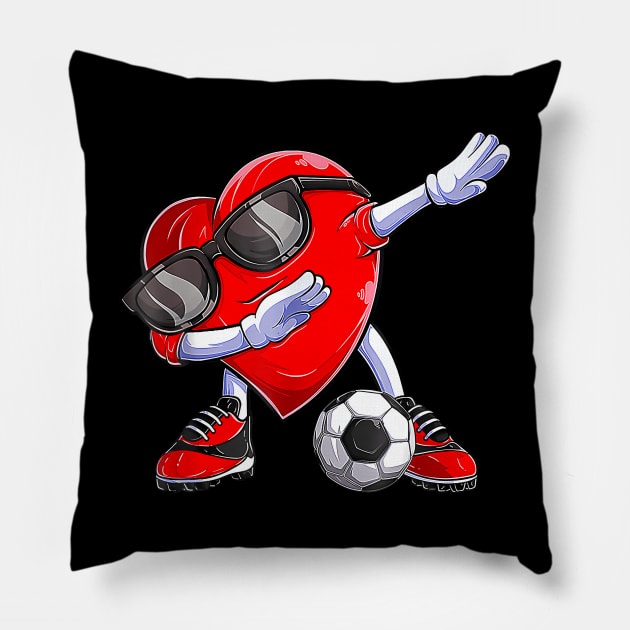 Dabbing Soccer Ball Heart Valentines Day Boys Kids Pillow by Daysy1