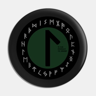 Green Laguz Futhark Rune Symbol Pin