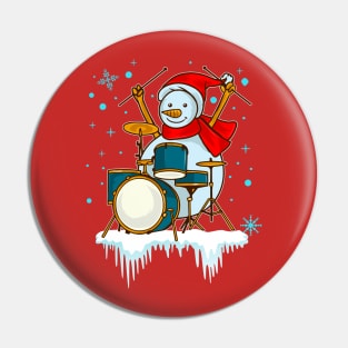 Christmas Snowman Drummer Drums Drumming Percussion Pin