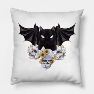 The Batcat Skull Pillow