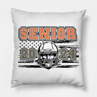 Senior 2024 Football player Student Gift Us Flag Pillow