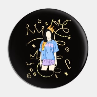 ' Girl in a Pajama with Crown Classic Logo Design' Pin