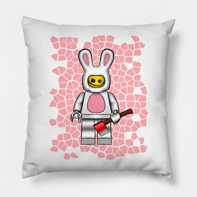 scribble face bunny Pillow by Dansologalleries