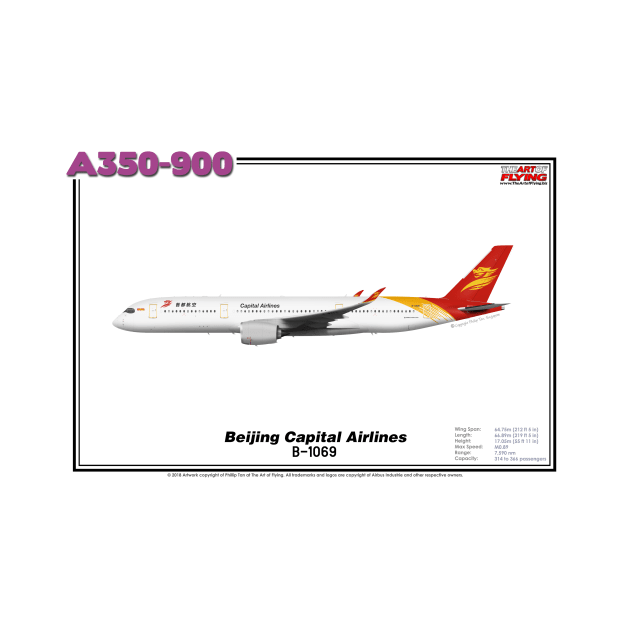 Airbus A350-900 - Beijing Capital Airlines (Art Print) by TheArtofFlying