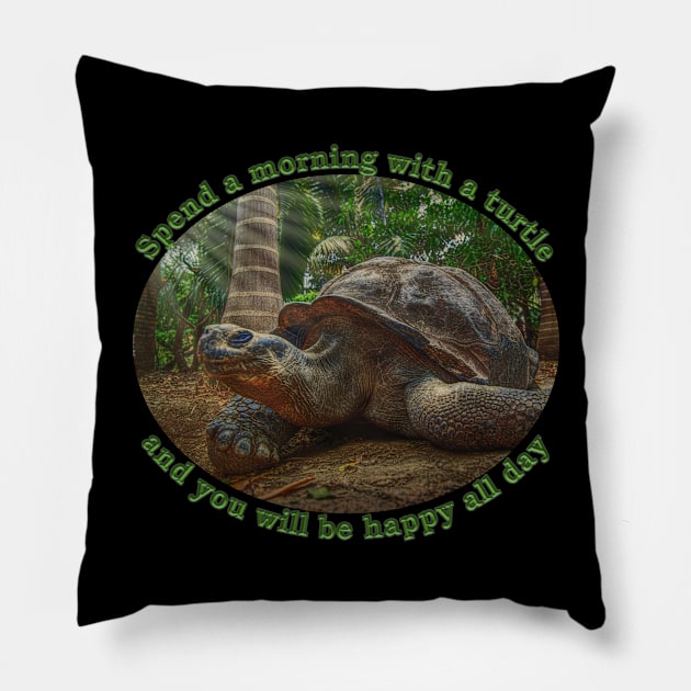 Spend a morning with a turtle and you will be happy all day Pillow by SteveKight