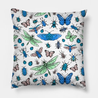 Pretty bugs, butterflies and dragonflies pattern Pillow