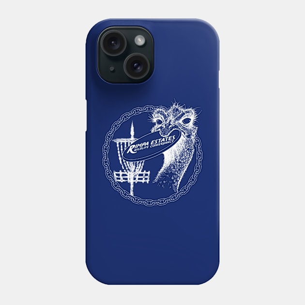 Rimpa Disc Golf Ostrich, WHITE PRINT Phone Case by Uberfy