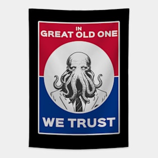 Cthulhu For President USA 2024 Election Red Blue - In Great Old One We Trust Tapestry