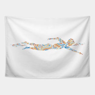 Freestyle Swimmer with Creative Colorful Wave Design Gift Tapestry