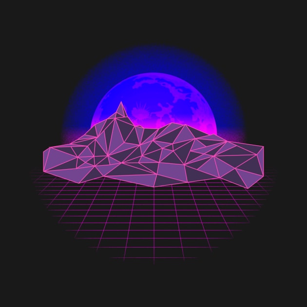 Vaporwave Geometry Lines Moonset Sunset by EPDesignStudio