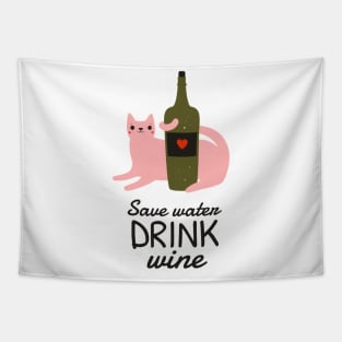 cat & Wine Tapestry