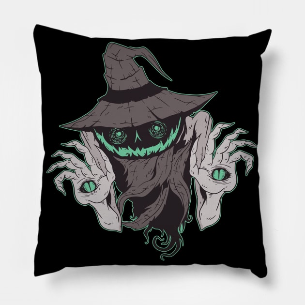 Halloween Creepy Pumpkin Jack O Lantern Monster Cute Costume Spooky Funny Creepy Creature Pillow by Kali Space