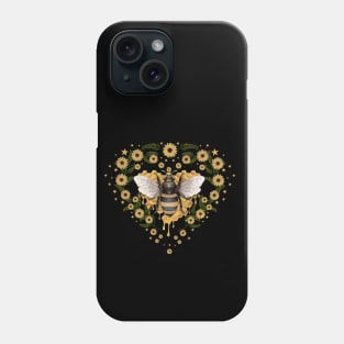 Queen and bee, Sweet, honey, heart, bee and flowers, hive, watercolor Phone Case