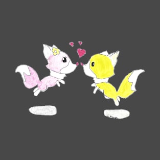 Eskimo Kisses Two Cute Foxes Reunited T-Shirt