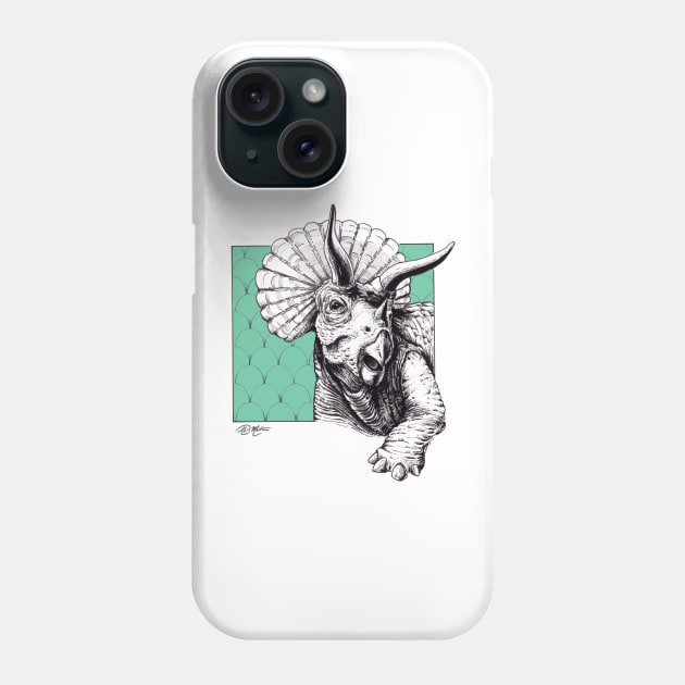 Scallop triceratops teal T-shirt Phone Case by Angelo DiMartino